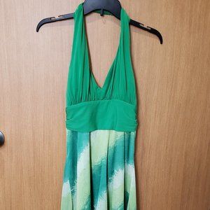 Fanny Fashion USA, green & lime backless bustier halter fit & flare top, XL